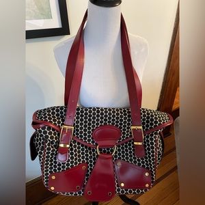 Mia Bossi diaper bag. Gorgeous. Roomy with multiple pockets. Rich deep red trim